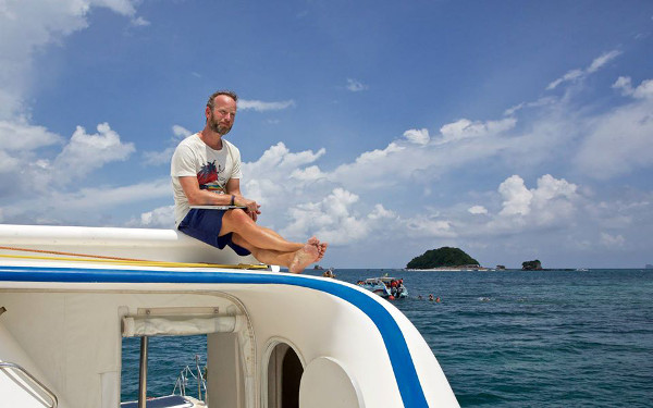 A person working on a boat
