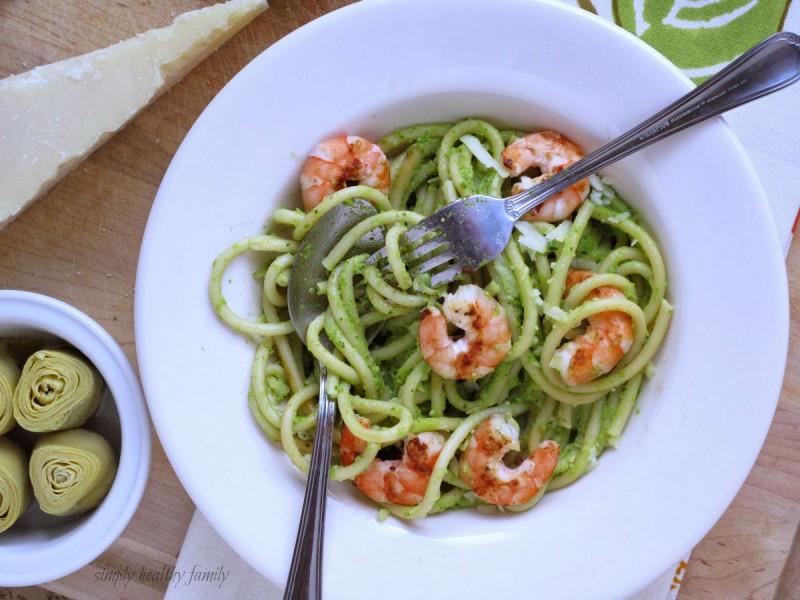 Simple meals - Prawns with green noodles