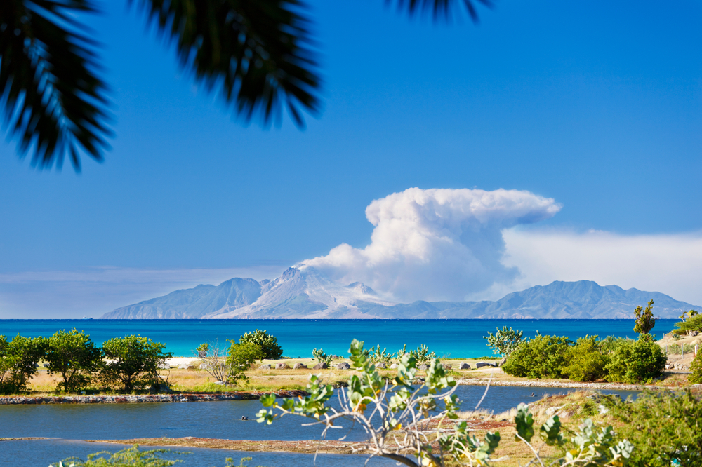 Montserrat volcano view from the sea