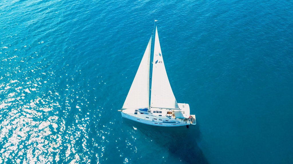 A sailing boat at sea