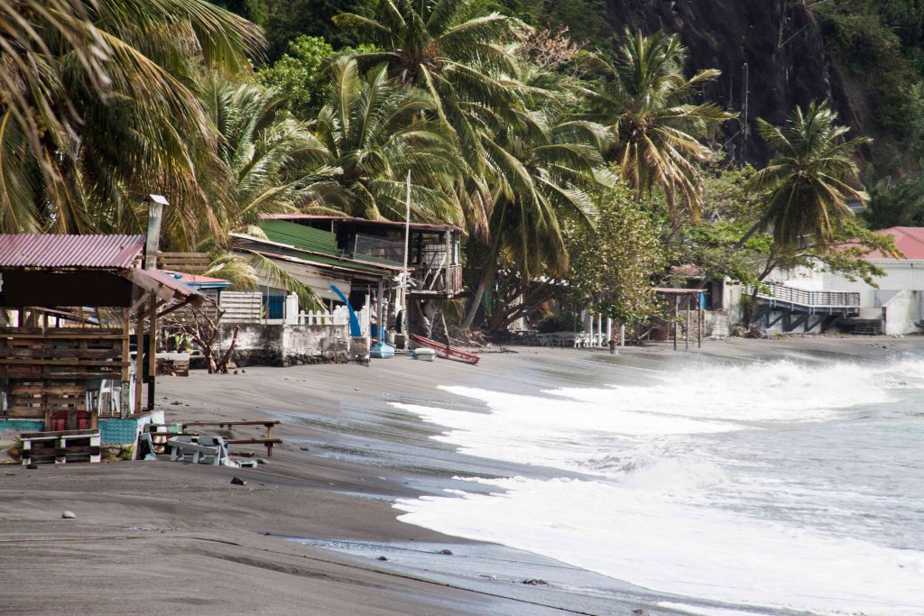 Black beach during hurricane season - Martinique