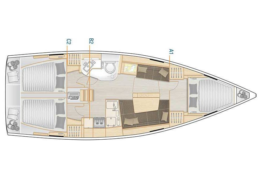 Hanse 388 Tecla - Water maker, Solar Panel - BOTH SAILS triradial, Retractabile Bow Trust