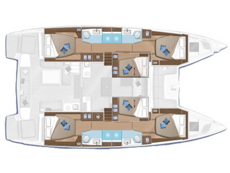 Lagoon 50 VICTORIA (VIP EQUIPPED, Generator, Air-condition, Watermaker, Teak cockpit, Underwater lights, TV, Icemaker, 2 SUP, Wifi) *Skippered only*